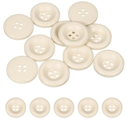 QUARKZMAN 10 Stk 23mm Harz Knöpfe zum Annähen, 4 Löcher Nähknöpfe, Beige | Runde Knopf für Strickjacke, DIY Handwerk, Dekoration, Mantel, Bekleidung, Kleidung, Hemden, Urlaubsdekoration