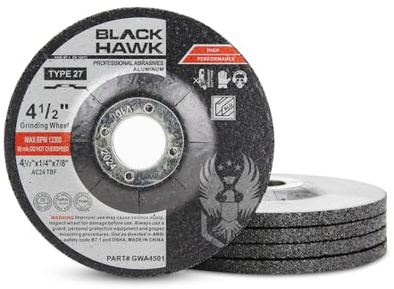 BHA 4.5 Inch Angle Grinders, Depressed Center Load Resistant Grinding Wheels for Aluminum & Other Soft Metals, 4-1/2 x 1/4 x 7/8 - 5 Pack