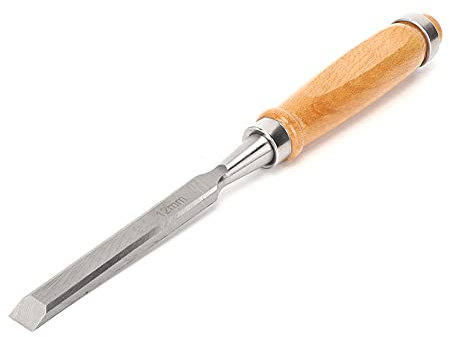 ViaGasaFamido 12mm Cr-V Steel Carpenter Chisel Flat Woodworking Tool with Wooden Handle