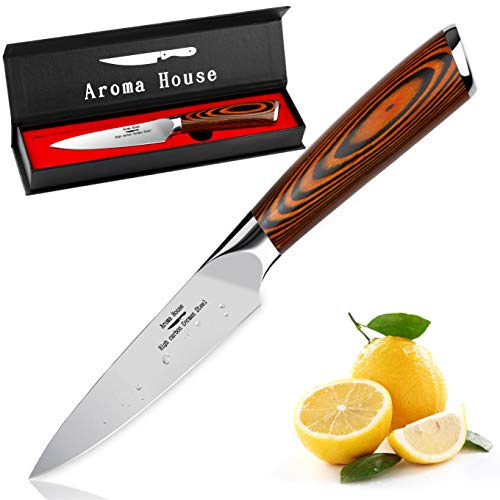 Aroma House Paring Knife 4 inch - Paring Knives Best Small Kitchen Knife Fruit Knife,German High Carbon Stainless Steel Ultra Sharp Peeling with Ergonomic Handle