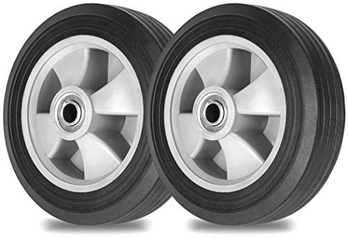 AR-PRO (2-pack) Run-platt massivt gummi reservdäck 20 cm x 2,25 tum med en 5/8 tum axel för handlastbilar, skottkärror, dockor, vagnar och mer – går platt med 263 kg maximal belastning