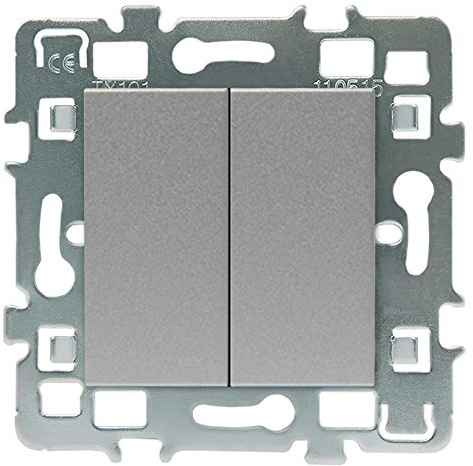 Interrupteur va et vient - Prises electriques Standard - Prise extra plate - Prise murale - Interrupteur va et vient sans Fil - Prise murale Casual Mecanisme Vv Double + Cache Alu + Support Metal