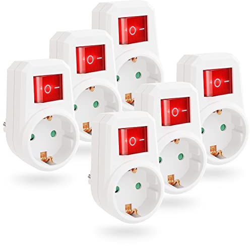 greate - 6 adaptadores de enchufe con interruptor, toma eléctrica con disyuntor, toma eléctrica con interruptor, toma de interruptor, interruptor de enchufe y interruptor con toma