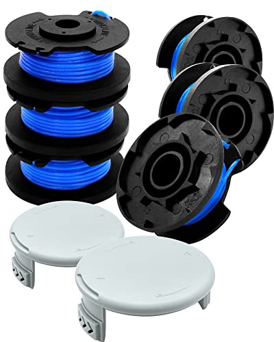 Uchidodo Trimmertråd till Ryobi Trimmer One+ 18V, 24V och 40V, 6 Trimmerspolar, Längd 3,35 m, Diameter 1,65 mm med 2 Spolarlock