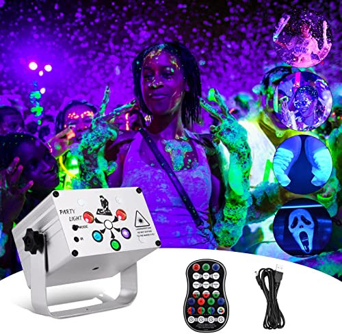URAQT Dj Disco Light, USB Party Stage Lights,120 LED Patterns Sound Activated and Strobe Effects with Remote Control, UV Atmosphere Light for Kids Birthday, Gathering, Wedding, Karaoke, Christmas