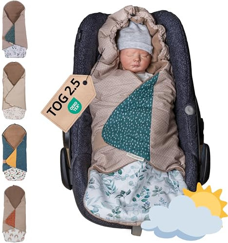 ULLENBOOM Einschlagdecke Babyschale, Ideal für Herbst und Winter, 100% OEKO-TEX Materialien, Eukalyptus (Made in EU) - Babydecke für Kindersitz oder Kinderwagen, kuschelige Decke für Babys