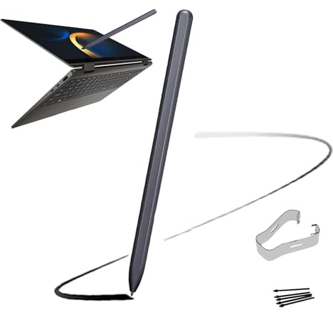 Galaxy Book Pro 360 S Pen Ersatz für Samsung Galaxy Book Pro 360, Stift für Samsung Galaxy Book Pro 360, Galaxy Book 2/3 / 4/5 Pro 360 Stylus Pen, ohneBluetooth+Spitzen/Federn (Mystic Schwarz)