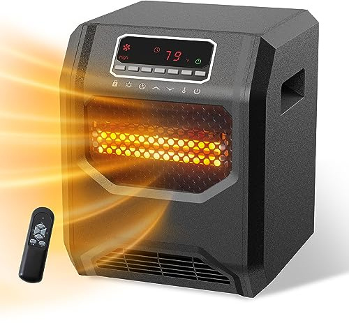 Infrared Space Heater 3 Mode 1500W Electric heater with 6 Quartz Infrared Element Child Lock Timer Remote for Indoor Use WEWARM
