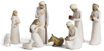 Willow Tree Nativity Starter Figures Plus Three Wisemen, Sculpted Hand-Painted 9-Piece Set