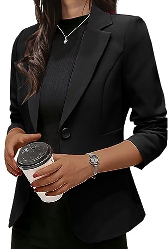 Onsoyours Blazer Casual da Donna Eleganti OL Giacca Giacche da Abito Autunnale Tinta Unita per Ufficio con Bottoni Capispalla Giubbotto
