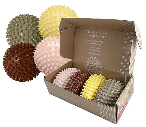 Edushape Original sensorisk boll för baby – 4 tum boho-chic färg babyboll förbättrar grovmotoriken för barn 6 månader och uppåt – bra strumpfyllare