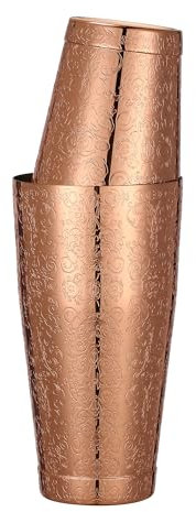 Coctelera Boston de acero inoxidable con patrón grabado con peso (chapado en cobre espiritual)