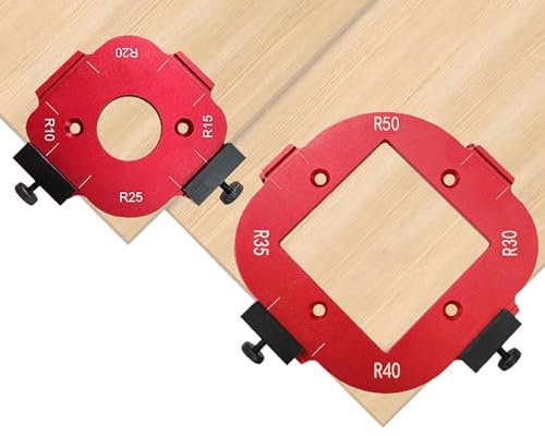 Lot de 2 gabarits de défonceuse d'angle 8 en 1 pour le travail du bois R10 R15 R20 R25 R30 R35 R40 R50