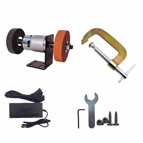 LeTkingok Mini Amoladora de Banco de Doble Cabezal con Abrazadera G, Lijadora de Ruedas Eléctrica para El Hogar, Máquina Pulidora, Afilador de Cuchillos DIY