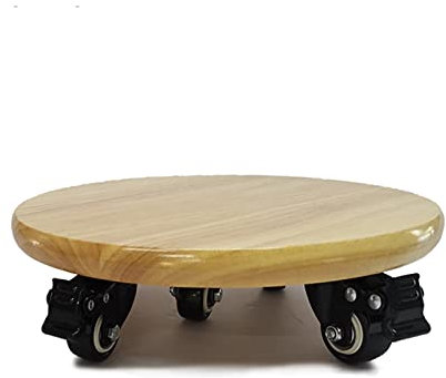 pflanzenständerBonsai-Basis, rollender Pflanzgefäß-Caddy aus Holz, Topfpflanzenständer mit Rädern, runder Blumentopfständer, Pflanzwagen für drinnen und draußen, um 360° drehbare Pflanzenprä