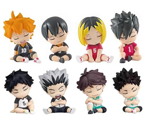 Haikyuu Anime Hinata Shoyo Tobio Kageyama Figurine Mini sitzendes Ornament-Modell-Set, Auto-Heimdekoration, Figuren, Sammlerstück (4 Stück/8 Stück, 6 cm)