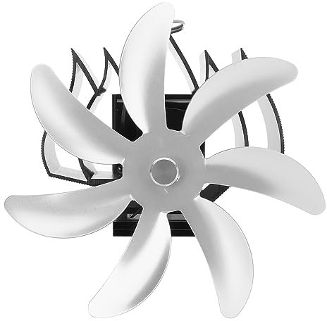 Fafeicy Wood Stove Fan, 7 Blade Wood Stove Fan for Home Log Burning Camping Low Noise Wall Hanging Heat Powered Fireplace Fans (Silver)