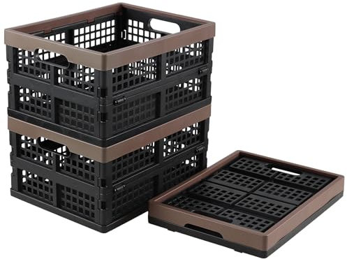 Melontray Collapsible Storage Crates, 15 L Plastic Foldable Bins, Set of 3
