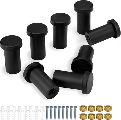 Mailfull Handtuchhaken Schwarz 8 Stück Garderobenhaken mit Befestigungsschrauben 35 mm Edelstahl Schwarze Haken für Badezimmer Küche Schlafzimmer