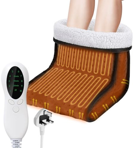 Electric Foot Warmer, Cold Feet Warmers, Cosy Heated Foot Warmer with Removable Lining, 10 Temperature Settings and 3 Timer Settings, Heated Foot Warmers for Women Men Winter Home Office, Black