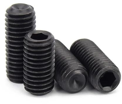 Cilky Metallschrauben 50 Stück M2 M2.5 M3 M3.5 M4 M5 schwarzer Kohlenstoffstahl Sechskant Innensechskant Ringschneide Madenschraube Stellschraube(4mm,50pcs M2.5)