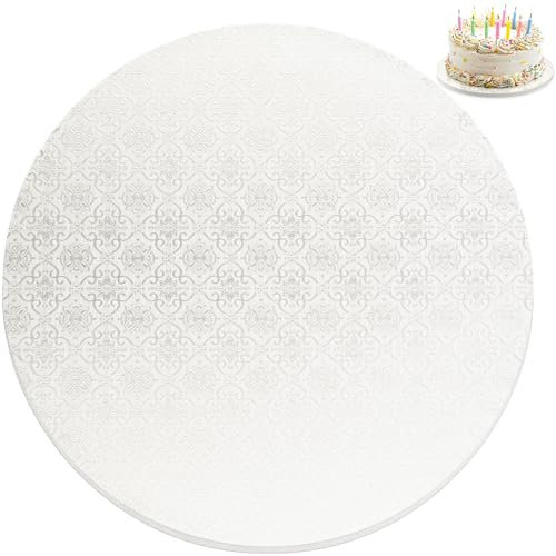 PixiPy Tabla para Tartas - 12 pulgadas / 30 cm, Redonda, Blanca - Bandeja de Cartón para Tambor - Base para Exhibición de Tartas en Niveles - Círculo Inferior Grueso