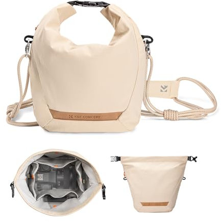 K&F CONCEPT Kameratasche, Modische Umhängetasche, Tragbare Leichte Camera Bag, Geeignet für Kleine Liner Bag mit Spiegellose Kamera, Beigei