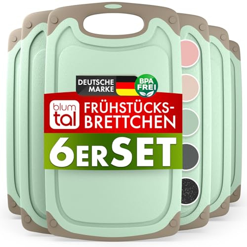 Blumtal Frühstücksbrettchen Kunststoff 25x15 cm im 2er Set - Brettchen spülmaschinenfest - Frühstücksbretter Kunststoff BPA-frei - schönes Schneidebrett klein - robustes Schneidebretter Set Grün