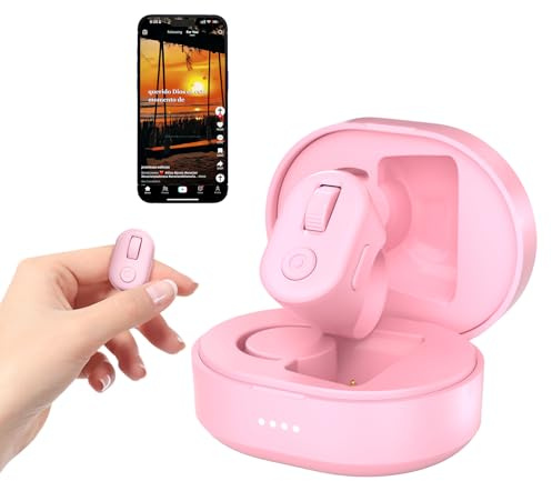 Tik Tok Fingerspitzen Scrolling Ring, Page Turner für iPhone iPad, Bluetooth Fernbedienung Finger Scroller mit Ladehülle Kompatibel mit iOS, Android Handys, Tablets - Rosa