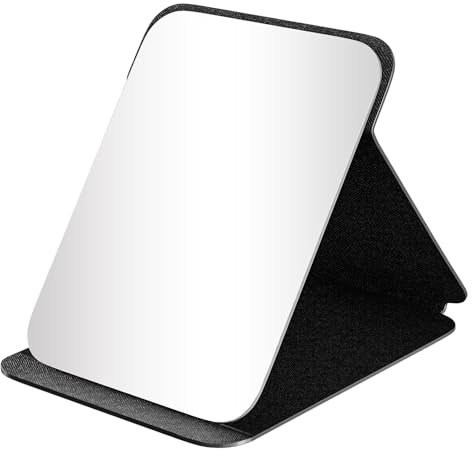 Redamancy Miroir Maquillage Pliant 21x15cm Super HD en Cuir PU, Multi Angle Portable pour Bureau, Maison, Voyage, Noir