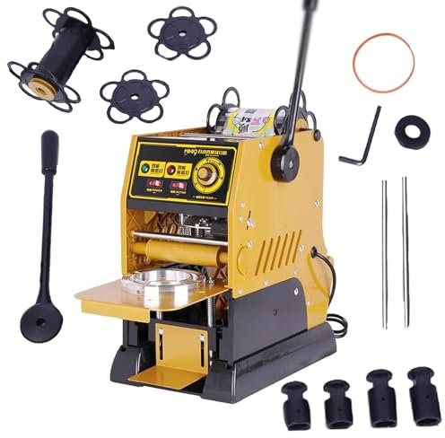 Máquina Selladora De Tazas De Té con Leche, Máquina Selladora Automática De Película De 315 W, para Vasos De Plástico PP De 95/90 Mm/diámetro Y 1-18 Cm De Altura, Control De Temperatura