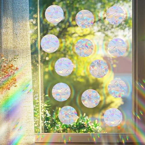 yufana Suncatcher Sticker Prisma Fensteraufkleber Groß, Vogelschutz FüR Glasscheiben Unsichtbar, Schmetterling Prisma Fensteraufkleber Vogelschutz, Regenbogen Folie Fenster (Transparent 382)