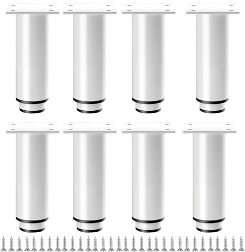 JIEHIN 8 Stück Möbelfüße Höhenverstellbar Weiß, 180mm-320mm Höhenverstellbare Füße Schrankfüße Bettfüße, Möbelfüße Verstellbar Tischbeine für Möbel Fernsehschrank Sofa Lehrstuhl