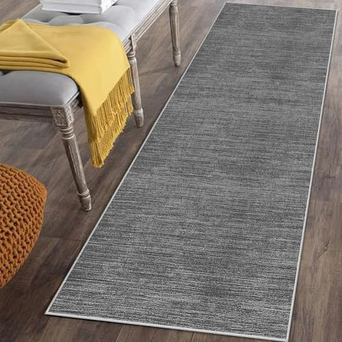 Läufer Teppich für Flur Lang Rutschfest 40 x 120 cm Grau Küchenläufer Teppich Läufer für Küche Waschbar Teppichläufer Flur Teppich Küchenteppich Schmutzfangmatte für Eingang Wohnzimmer Schlafzimmer