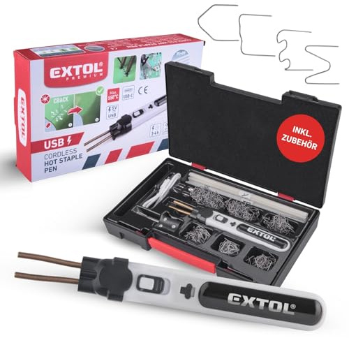 Extol Premium plast svetsmaskin med batteri I trådlös svetsstift för sprickor eller för förstärkning och svetsning av plast I anslutningsstift inklusive tillbehör I kan laddas via USB-C