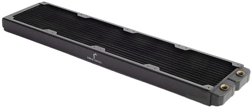 Dracaena.io 480mm Copper Water Cooling Radiator, 28mm, 2 G1/4 Ports, Black | Copper & brass · 14 micro-channels · G1/4 · full-tower CPU+GPU · fits EK, Alphacool, Barrow, XSPC builds