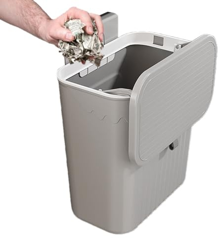Yuemeuy Petite Poubelle À Suspendre | Poubelle De Comptoir | Poubelles À Compost Cuisine Avec Couvercle | Collecteur De Déchets Mural | Pour Portes D'armoires Placard Salle De Bain