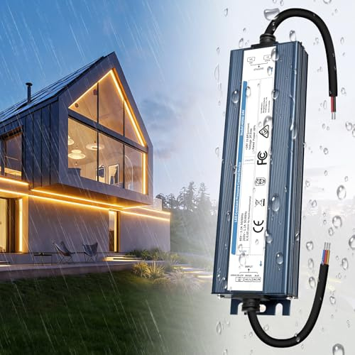 KSIBNW Transformador 220V a 24V 400W, Impermeable IP67 Fuente de Alimentación Exterior Ultra Fino LED Driver AC 220V a DC 24V 16,7A 400W Tensión Controlado Voltaje Constante Driver de Bajo