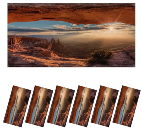 RAINFALLARING 6 Pcs Fluorescent Light Covers for Ceiling Lights Mesa Arch Dawn Sunburst Decorative Magnets Light Filters for Office Home Classroom Must Haves 4’ x 2’