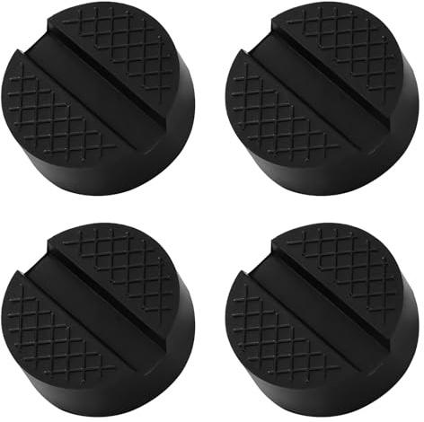 Lyeteung 4 Piezas Goma Gato Hidraulico 65mm, Almohadilla de Elevación para Gato con Ranura, Bloque de Goma Ranurado Universal Antideslizante para Jack Pad