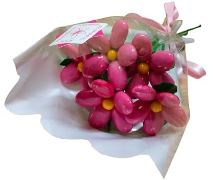 (Mini) Bouquet Saint Valentin marguerites roses dragées chocolat | 15cm | Idée cadeau | Confiserie & Chocolat | France