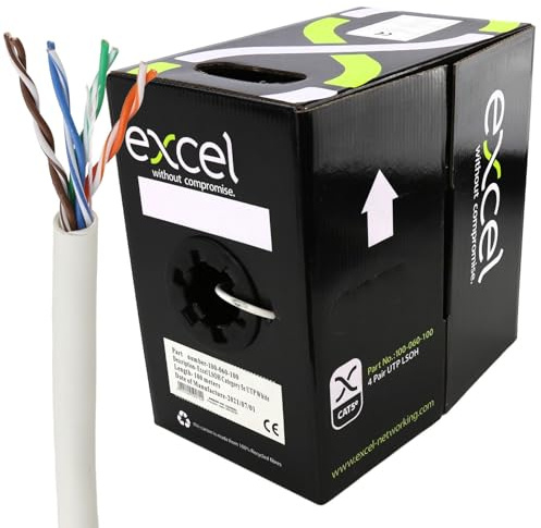 kenable Excel Copper Cat5e Network Cable U/UTP Low Smoke LSOH Euroclass Dca 100m White