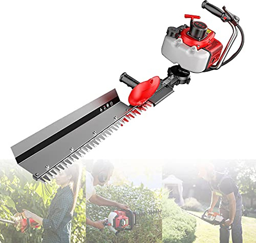 Tagliasiepi senza fili, alimentato a gas, motore a 2 tempi da 32,5 cc, lunghezza di taglio 60 cm, deflettore protettivo per potare alberi, erba e arbusti