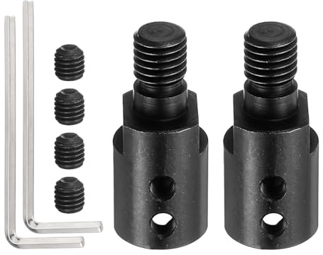 QUARKZMAN 2 Piezas Eje De Árbol De Motor De 10 Mm A M10 En Acero 1045, Con Tornillos De Fijación Y Llave Para Mandriles De Sierra Mini Y Ruedas De Esmeril Eje Conector De Motor