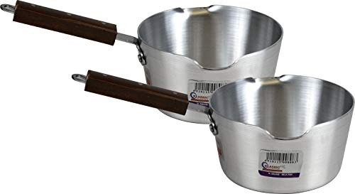 Klassic Combo Aluminium Cooking Saucepan Milk Pan with Heavy Gauge Wooden Handle (2X 17.5cm)