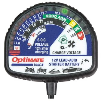Optimate TecMate Test – State of Charge 12V, TS-130, Comprobador del Estado de la Carga – Todas Las baterías de Plomo-ácido de 12 V