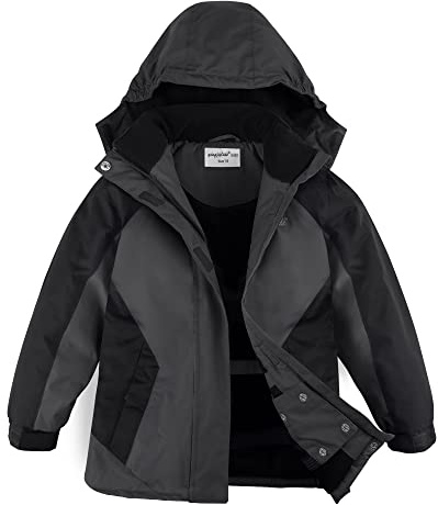 YINGJIELIDE Boy's Waterproof Ski Jacket,Kids Outdoor Snowboarding windproof Jacket,Fleece Lined Hooded,Warm Winter Snow Coat