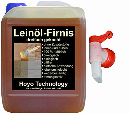 5L Lausitzer Leinölfirnis incl. Auslaufhahn für Holzschutz dreifach gekocht und harzfrei