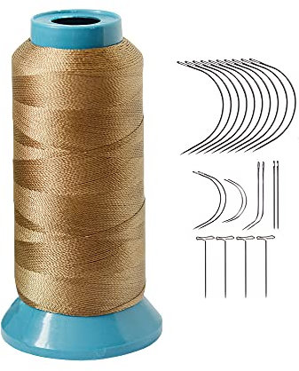 Overlockgarn 1500 Yards Nähgarn + 12 Stück 9 cm C Nadeln/gebogenes Haar Nadeln zum Nähen（Dunkelblond)