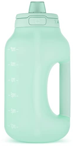 Ello Hydra 64oz Half Gallon Water Jug with Handle and Motivational Time Markers for All Day Hydration, Plastic Reusable Water Bottle with Straw and Locking, Leak Proof Lid, BPA Free, Yucca